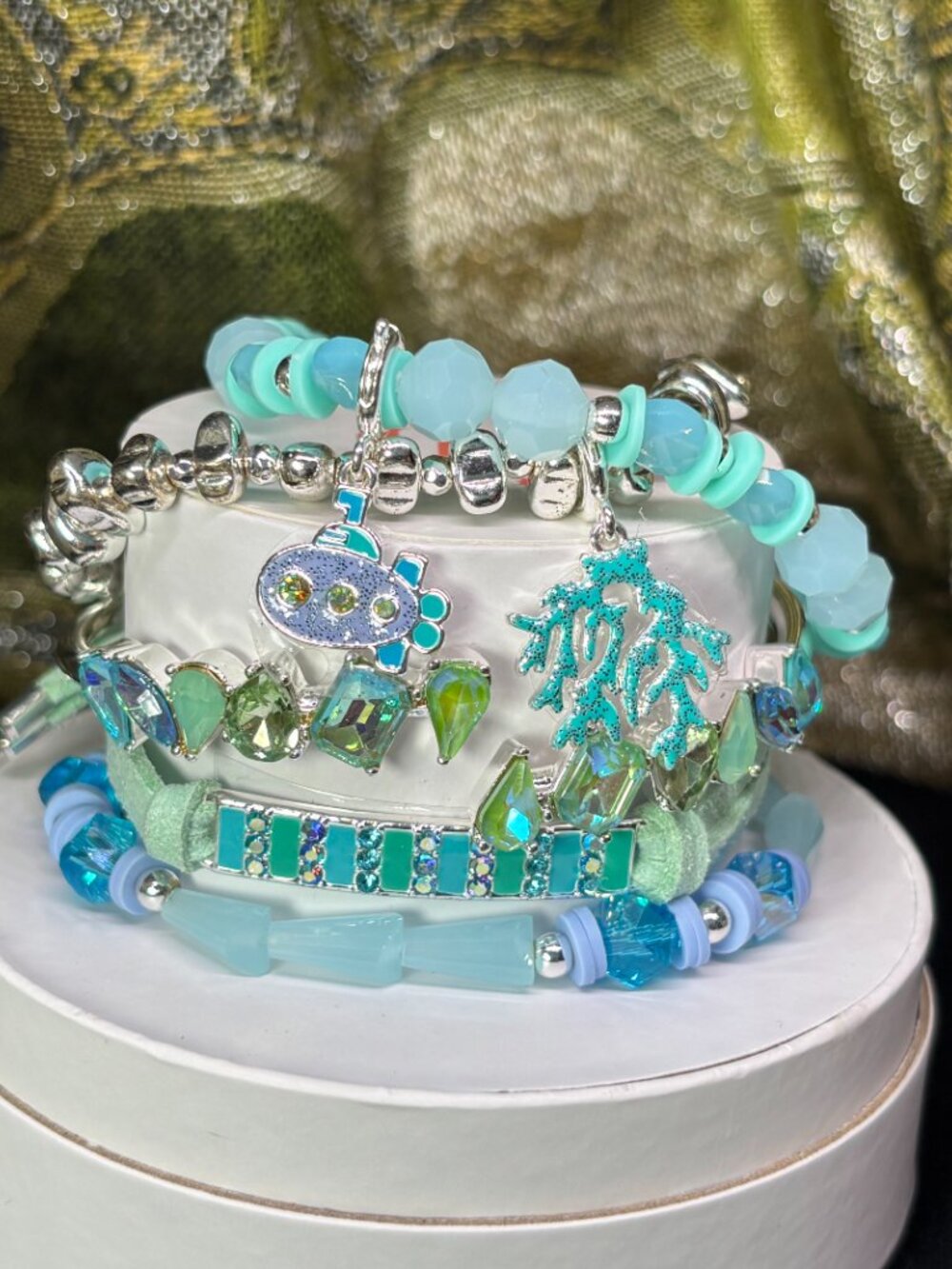 Bomb Party "Just Keep Swimming" Summer Stacks 5 Bracelet Stack Set with Submarin - Picture 3 of 8